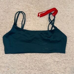 Left On Friday Dark Green Double-Strap Bikini Top